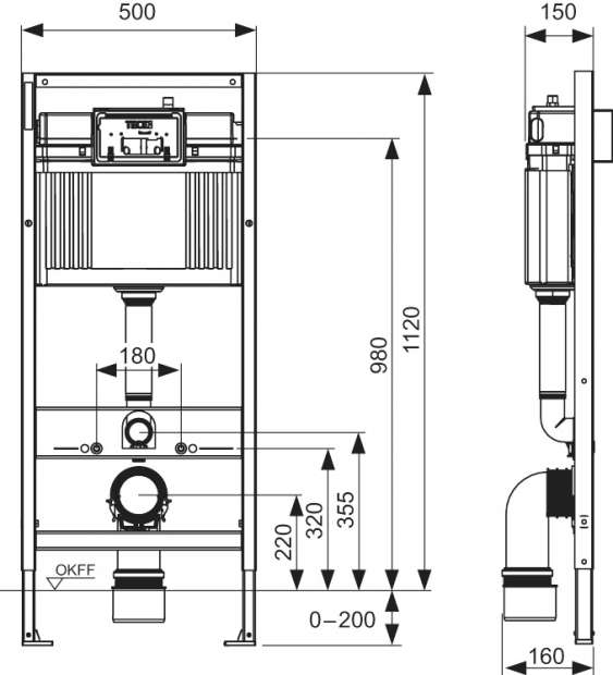 Инсталляция для унитазов TECE Base K440407 с кнопкой смыва