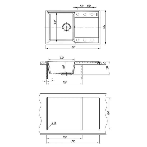 Мойка кухонная LEMARK IMANDRA 760 (9910025) антрацит