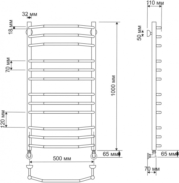 Полотенцесушитель водяной Secado Агата 2 50x100, бронза