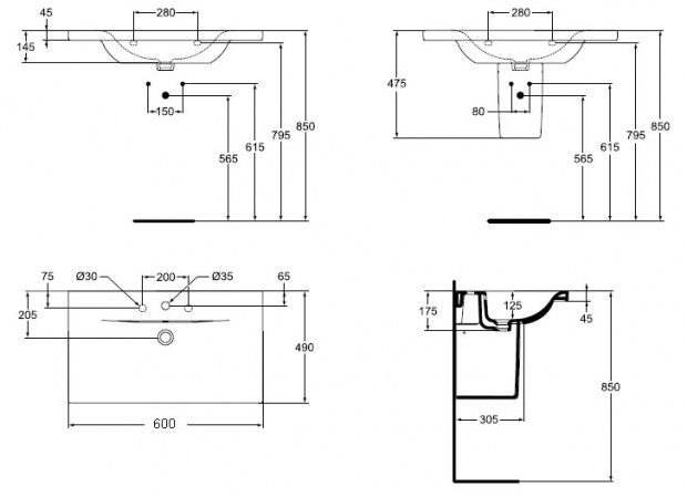 Раковина встраиваемая Ideal Standard Connect new 60 (E812901)