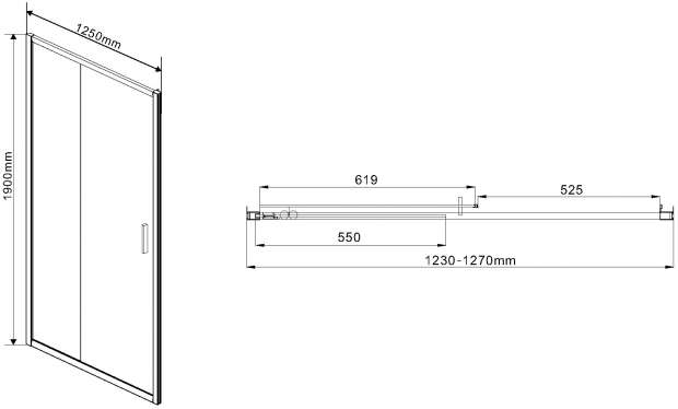 Душевая дверь в нишу Vincea Garda VDS-1G125CH 125 см, профиль хром, стекло шиншилла