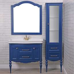 Комплект мебели ValenHouse Эстетика 100, синяя, подвесная, ручки бронза
