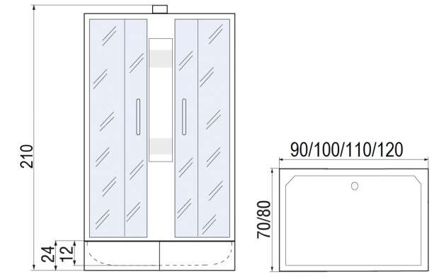 Душевая кабина МОНОМАХ Б/К 110/80/24 S МЗ 110x80x210 (10000005860)