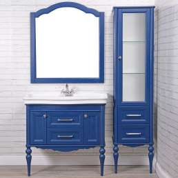 Комплект мебели ValenHouse Эстетика 100, синяя, подвесная, ручки хром
