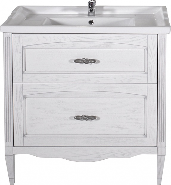 Комплект мебели ASB-Woodline Римини Nuovo 80 белая, патина серебро