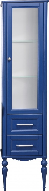 Шкаф-пенал ValenHouse Эстетика R, витрина, синий, ручки хром
