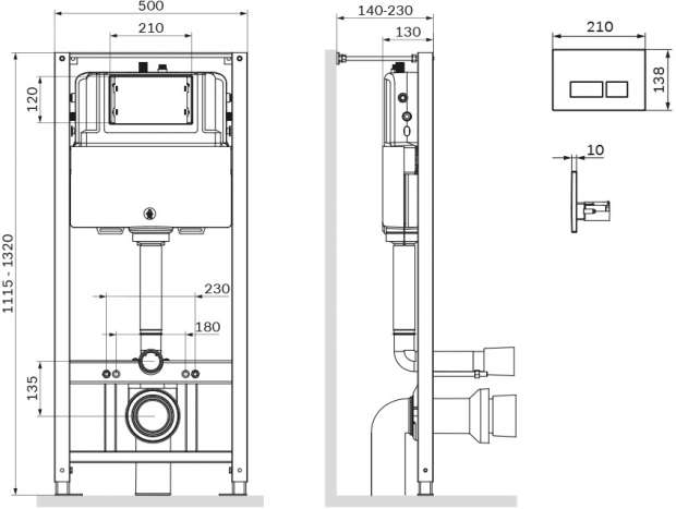 Инсталляция для унитазов AM.PM Pro I012704.7031 с клавишей Pro S, матовый никель