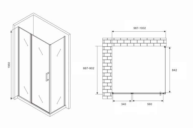 Душевой уголок ABBER SONNENSTRAND 100x90x195 (AG04100BS-S90B)