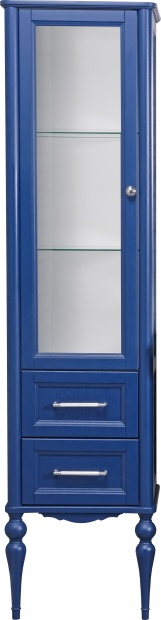 Шкаф-пенал ValenHouse Эстетика L, витрина, синий, ручки хром