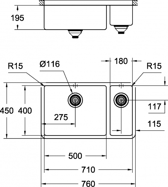 Мойка кухонная  Grohe K700U (31575SD0)