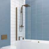 Шторка на ванну Kubele DE020 DE020P601-CLN-BR-90х150 150х90, профиль бронза светлая