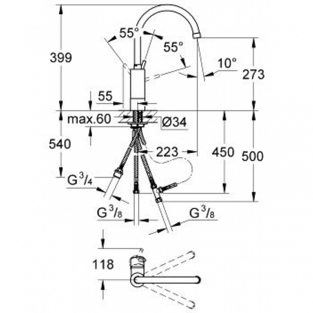 Смеситель для кухонной мойки GROHE CONCETTO NEW (32666001)