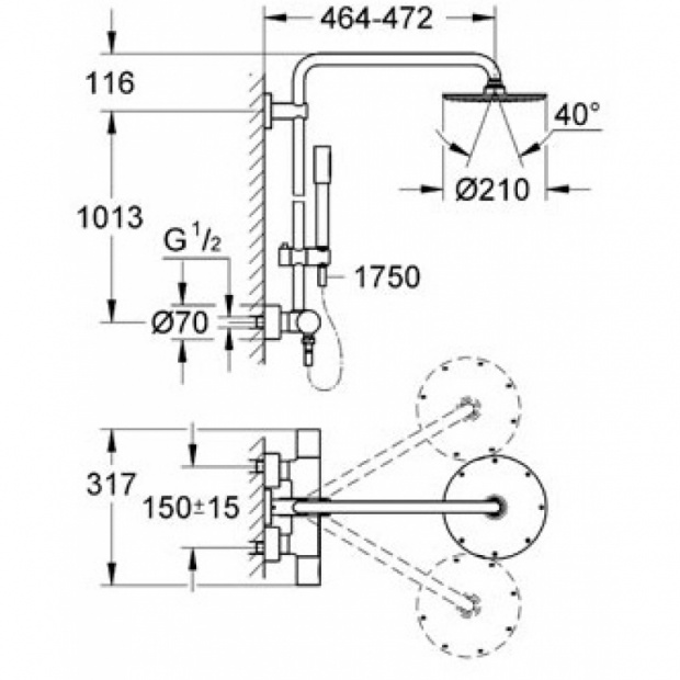 Душевая стойка Grohe Rainshower System 210 (27032001)