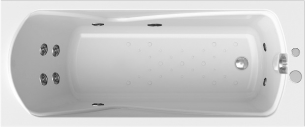 Акриловая ванна Radomir Vannesa Massage Сильвия 168х70, с каркасом, экраном и полотенцедержателем, баланс