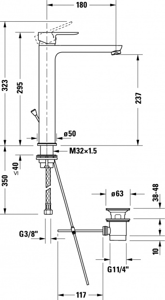 Смеситель для раковины DURAVIT A.1 A11040001010 хром