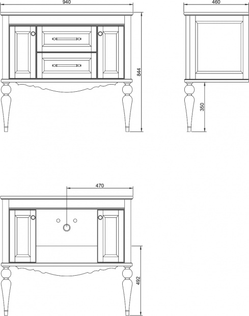 Комплект мебели ValenHouse Эстетика 100, белая, подвесная, ручки бронза