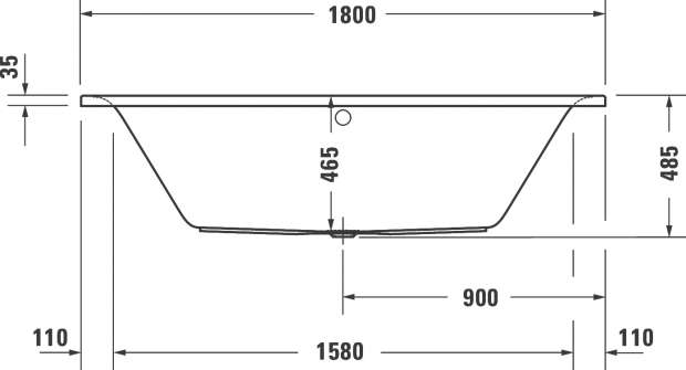 Акриловая ванна Duravit D-Neo 180х80, перелив по центру