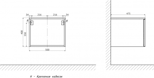 Комплект мебели с раковиной Duravit Happy D.2 Plus 60: столешница 100, дуб карпентер, 100, без отверстий