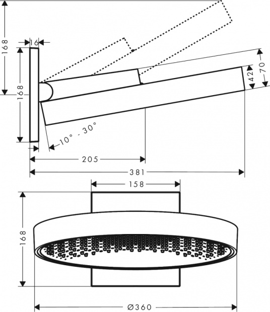 Верхний душ Hansgrohe Rainfinity (26230000)