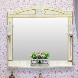Зеркало Sanflor Адель 100, белое, патина золото