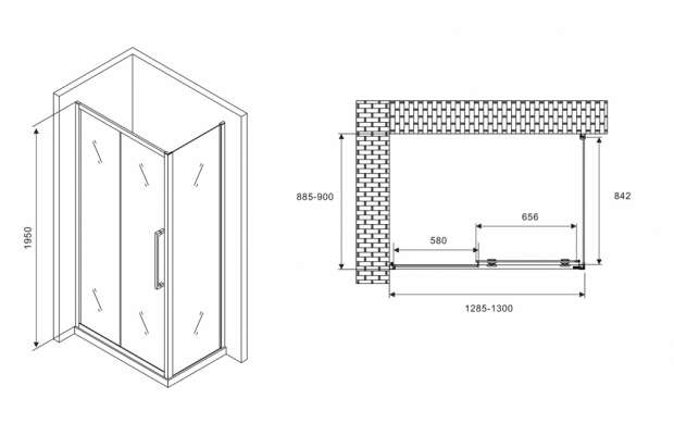 Душевой уголок ABBER SCHWARZER DIAMANT 130x90x195 (AG30130H-S90)