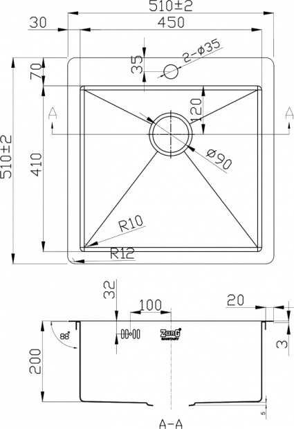 Мойка кухонная  ZORG INOX R R 5151