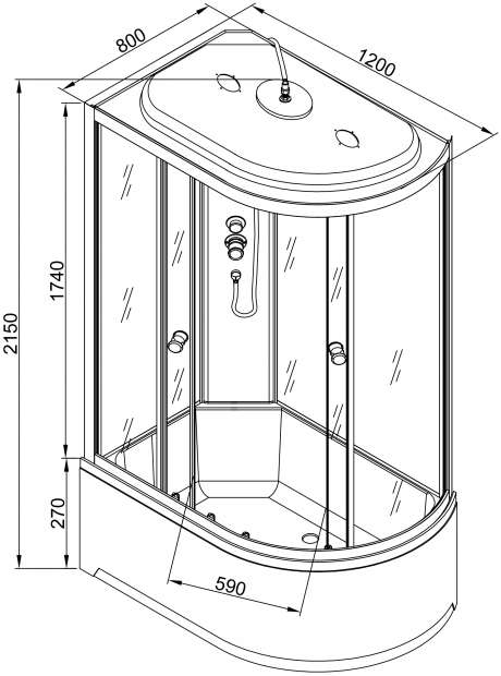 Душевая кабина DETO L720L с сиденьем