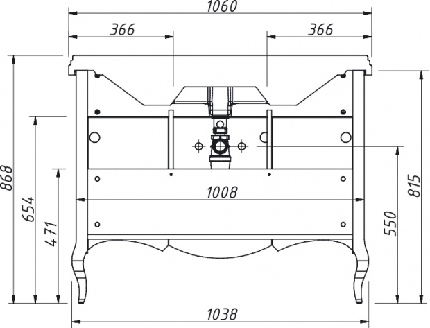 Комплект мебели Caprigo Verona-H 105 антарктида, с 3 дверцами