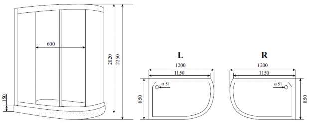 Душевая кабина гидромассажная TIMO COMFORT 120x85x220 (T-8802LF) L