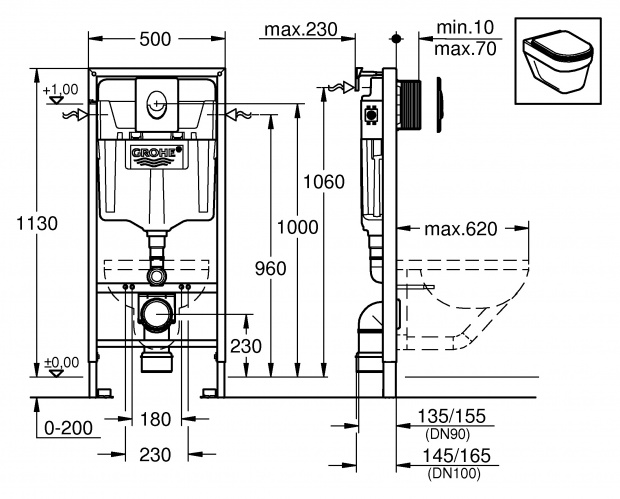 Инсталляция для подвесного унитаза GROHE RAPID SL (38722001)