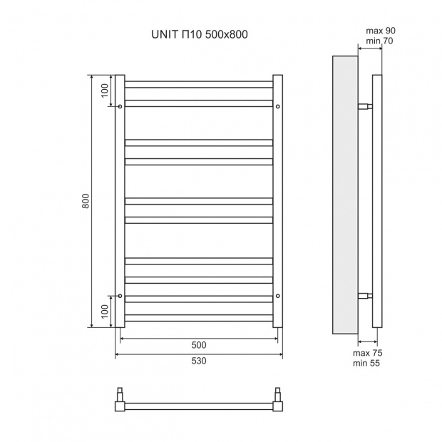 Полотенцесушитель водяной Lemark Unit П10 50x80 (LM45810)