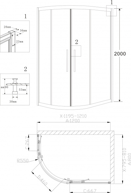 Душевой уголок GROSSMAN PRAGMA 120x80 (PR-120RGR)