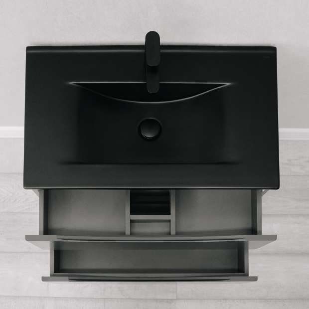 Комплект мебели BOND CUBE 80 графит матовый, черная раковина