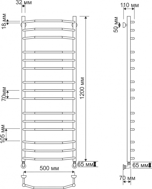 Полотенцесушитель водяной Secado Агата 2 50x120, бронза