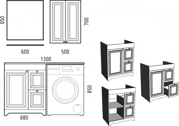Комплект мебели Corozo Леон 130 под стиральную машину