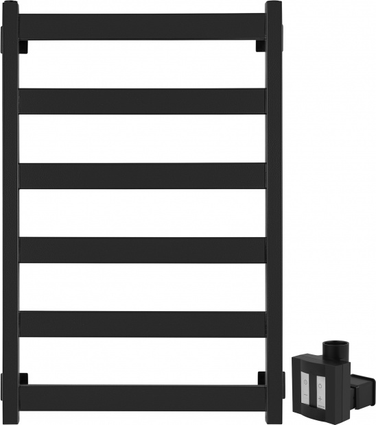 Полотенцесушитель электрический Secado Комано 1 80x50, ТЭН квадратный скрытый, черный матовый, R