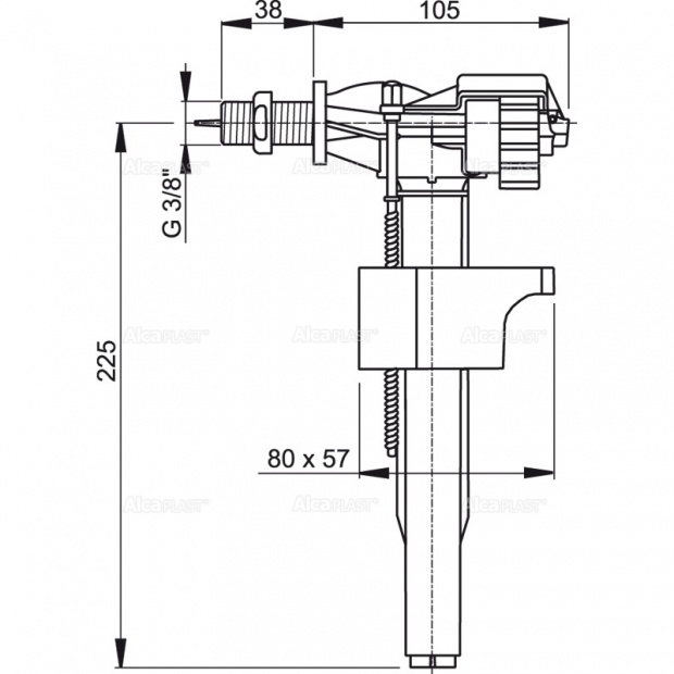 Впускной клапан для бачка ALCA PLAST (A150-3/8")