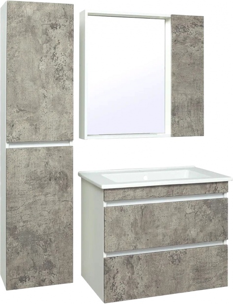 Комплект мебели Runo Манхэттен 75, подвесная, серый бетон