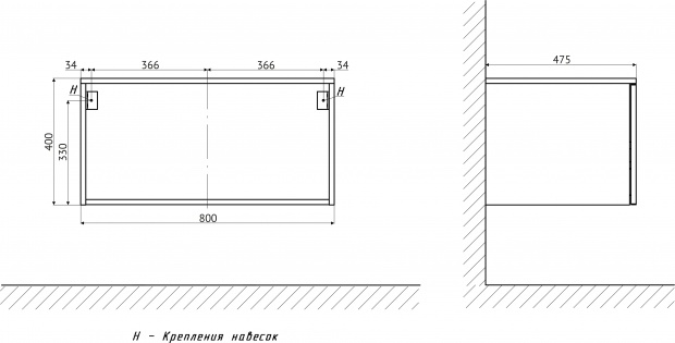 Комплект мебели с раковиной Duravit Happy D.2 Plus 60: столешница 120, дуб карпентер, без отверстий + тумба 80