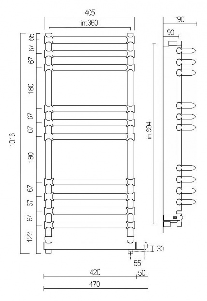 Полотенцесушитель электрический Margaroli Luna 534-11 100x45 (5344711CRNB) хром