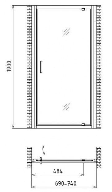 Душевая дверь GEMY SUNNY BAY 70x190 (S28130)
