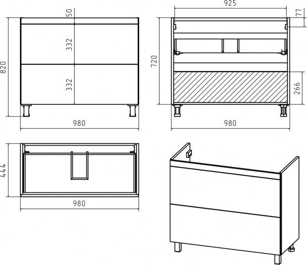 Комплект мебели Misty Атлантик 100, с двумя ящиками, белая