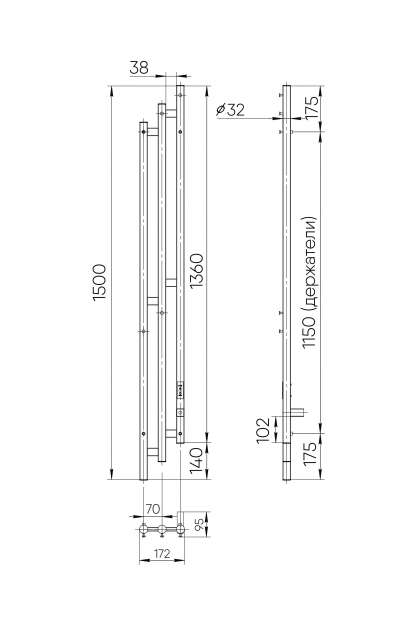 Полотенцесушитель электрический INDIGO SKY 150x17 (LSKE150-17Rt) хром
