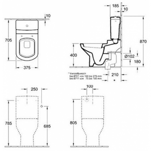 Чаша унитаза VILLEROY&BOCH SENTIQUE (5625 1001)