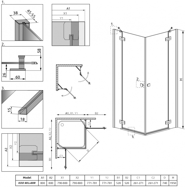 Душевой уголок Radaway Almatea KDD 80x80