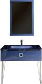 Комплект мебели Armadi Art Lucido 100, насыщенный синий, раковина 852-100-BL, ножки хром