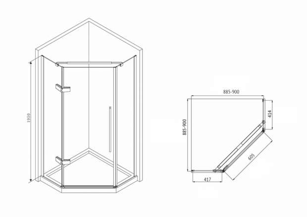 Душевой уголок ABBER EWIGES WASSER 90x90x195 (AG05090)