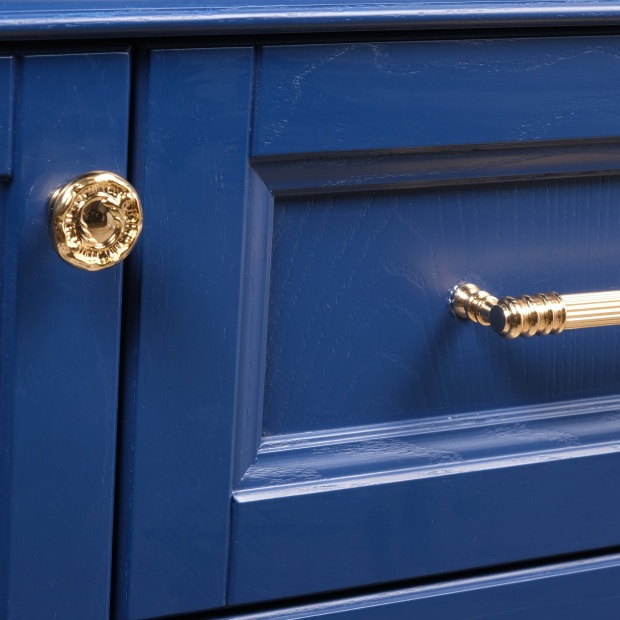 Тумба для комплекта ValenHouse Эстетика 100, синяя, подвесная, ручки золото