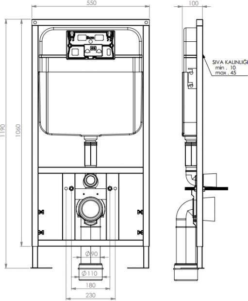 Инсталляция для унитазов SantiLine SL-01 с овальной кнопкой смыва