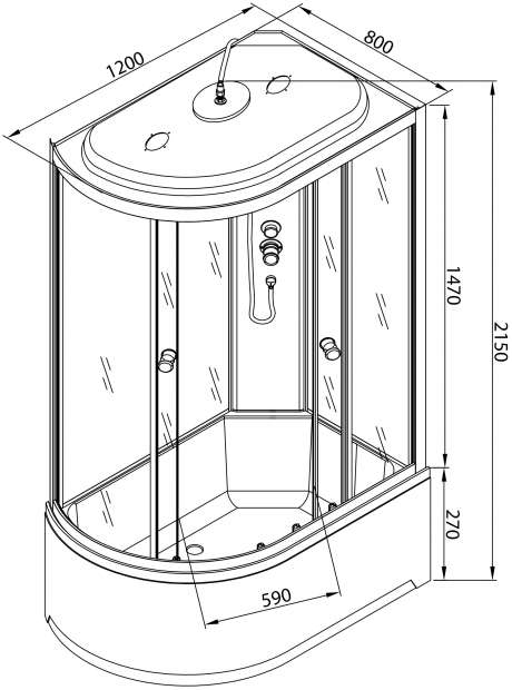 Душевая кабина DETO L720RGM с сиденьем